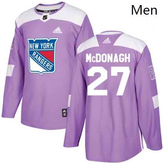 Mens Adidas New York Rangers 27 Ryan McDonagh Authentic Purple Fights Cancer Practice NHL Jersey